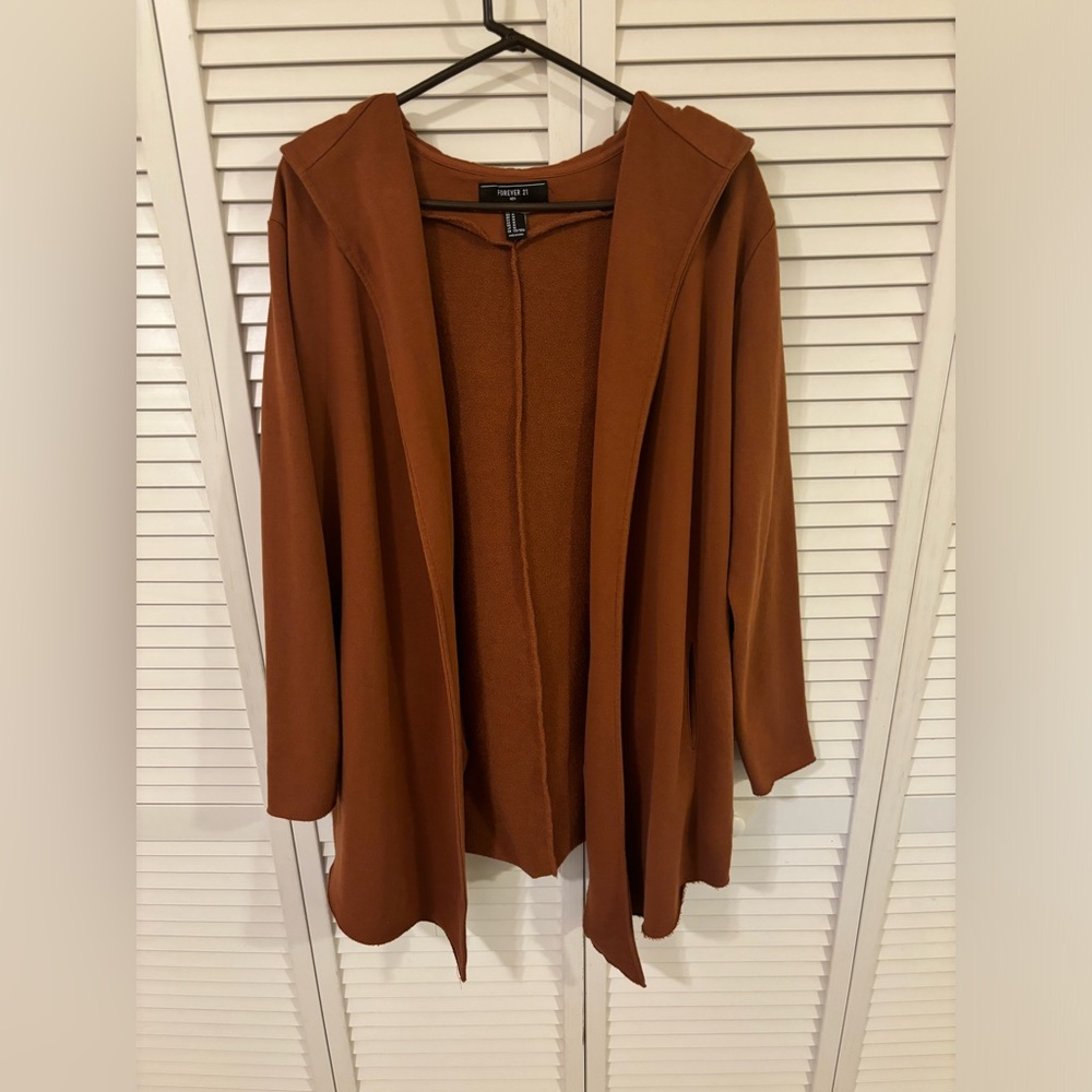 Medium Forever 21 Burnt Orange Hooded Cardigan